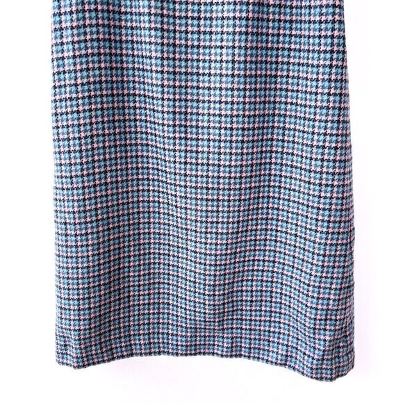 Vintage Aston Made in Scotland 100% Pure Wool Pink Blue Midi Skirt Small - Picture 8 of 9